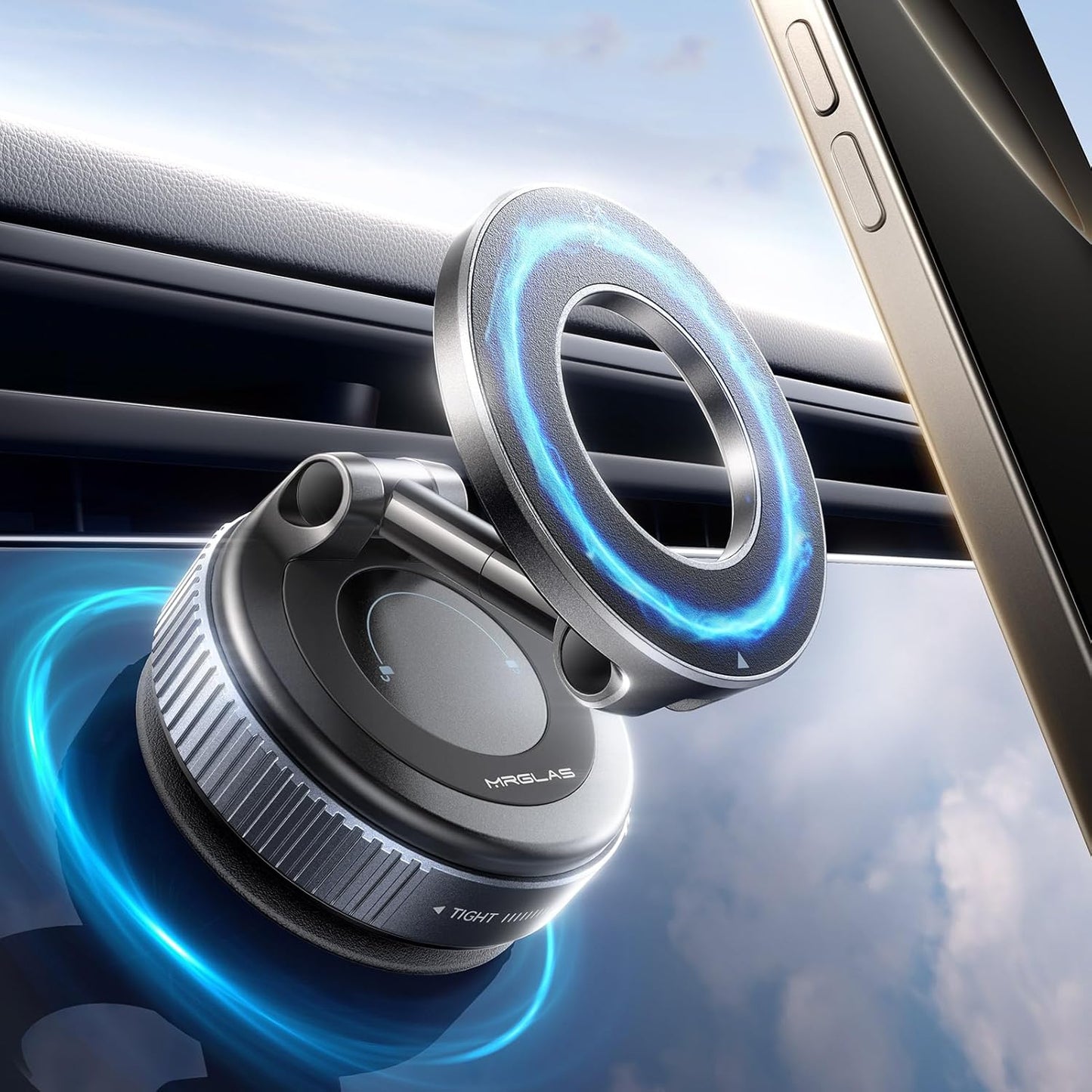 Magnetic Suction Phone Holder 360° (Extendable) - MagGrip Pro - For All Mobile Phones - Vacuum Suction Mount