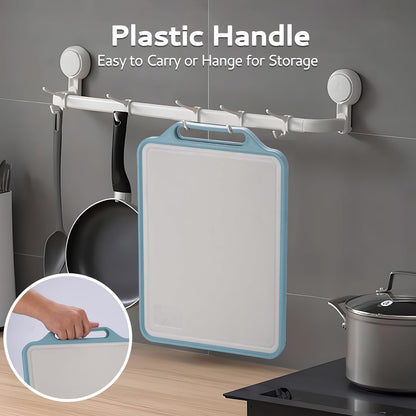 Dual Chopping Board for Kitchen - Natural Wheat Fiber + Stainless Steel - Large Anti-Slip