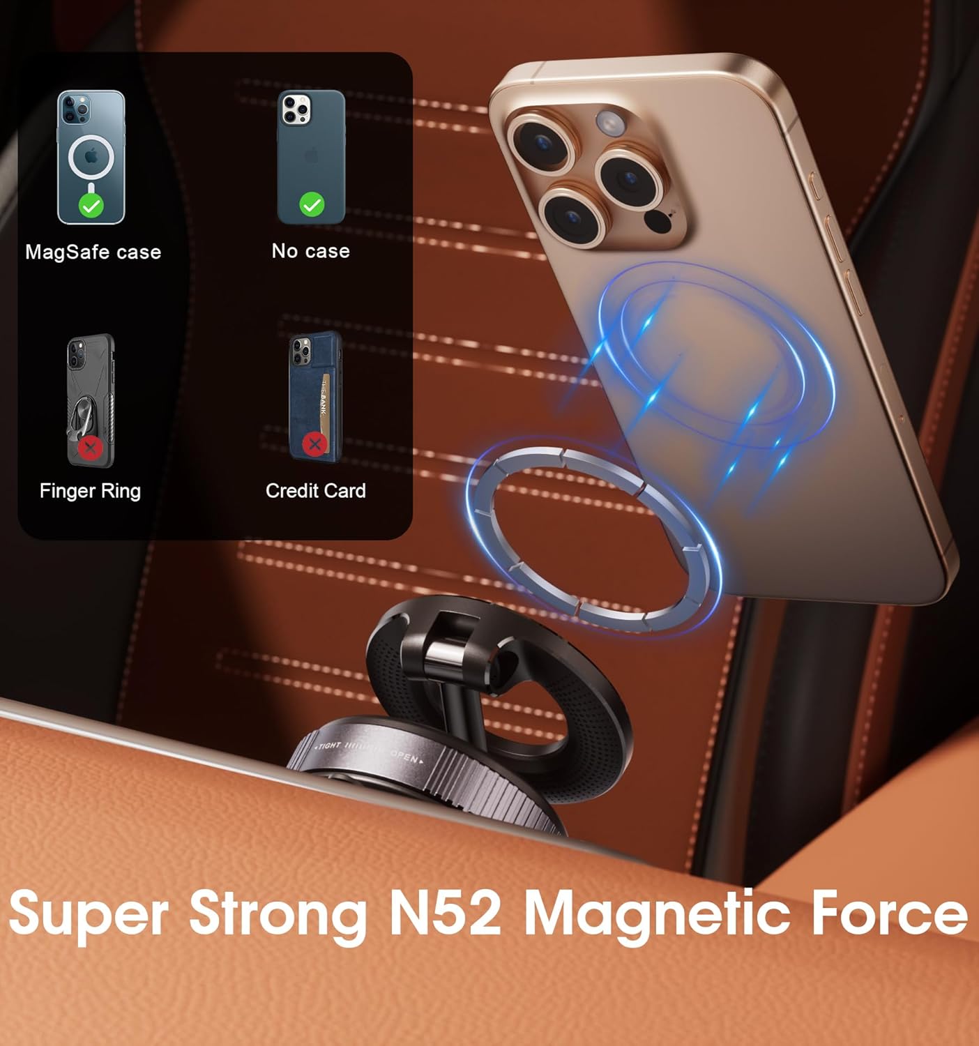 Magnetic Suction Phone Holder 360° (Extendable) - MagGrip Pro - For All Mobile Phones - Vacuum Suction Mount