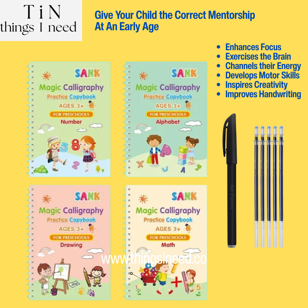 Magic CopyBook for Pre-School & Nursery - 4 Reusable Books