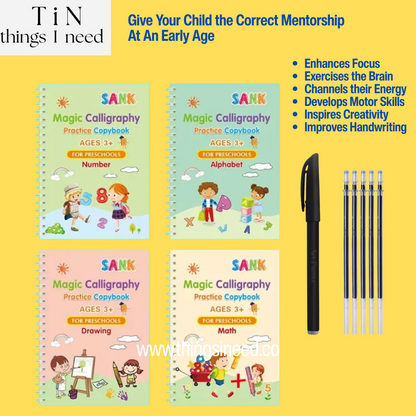 Magic CopyBook for Pre-School & Nursery - 4 Reusable Books